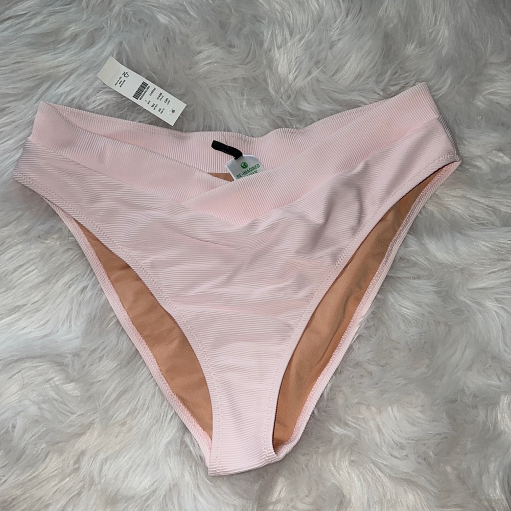 J. Crew swim bottoms crossed front ribbed in pastey blush color